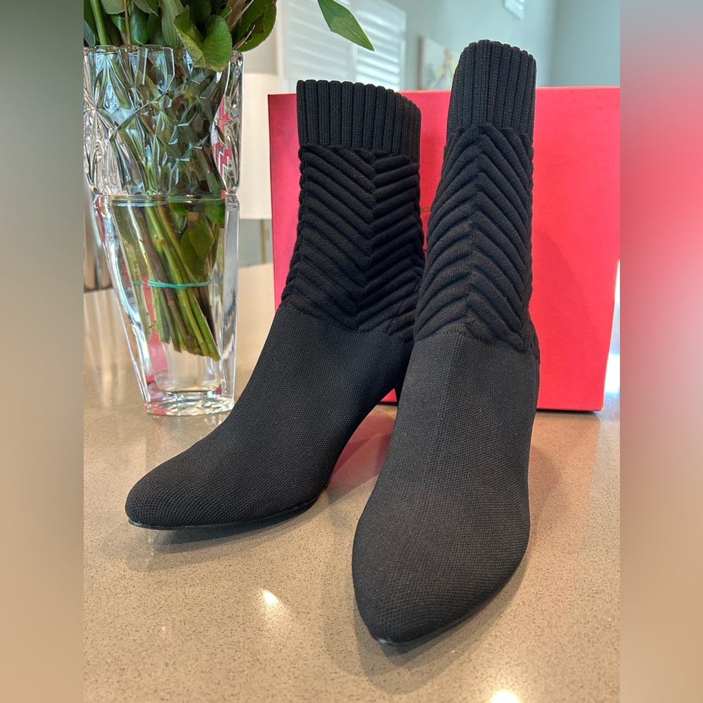 Black Knit Ankle Boots